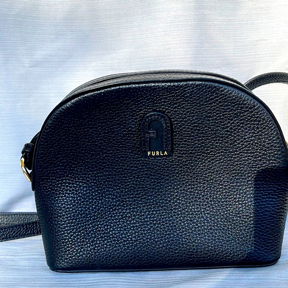 Furla Black Pebbled Leather Crossbody Bag